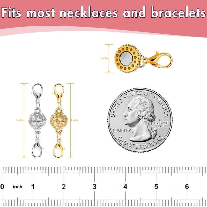 Bonison Magnetic Necklace Clasps and Closures, 12PCS Gold & Silver Magnetic Lobster Clasp Extenders for Necklaces & Bracelets, Easy Jewelry Converter for Women, Seniors, and Everyday Wear - Image 2